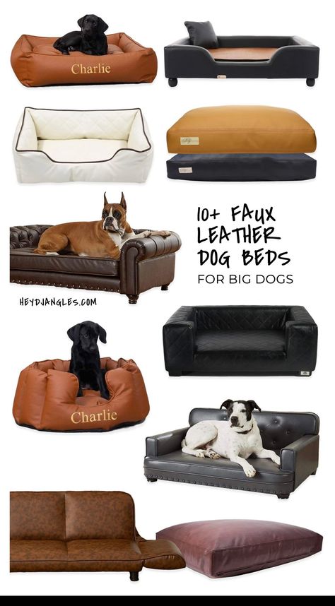 Looking for a faux leather dog bed for your big dog? Check out 18 stylish faux leather dog beds for large and extra large dogs, right here! Dog Beds For Large Dogs Aesthetic, Big Dog Bed, Xl Dog Bed, Wooden Dog Bed Large, Leather Dog Bed, Big Dog Beds, Dog Bed Medium, Dog Bed Frame, Dog Bed Sizes