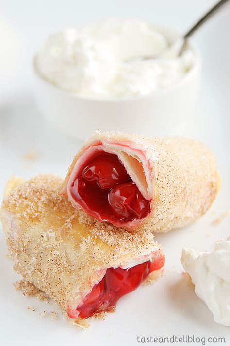 Cherry Empanadas Cinnamon Cherry Empanadas, Focaccia Dolce, Taste And Tell, Cherry Desserts, Empanadas Recipe, Cherry Recipes, Cherry Pie Filling, Latin Food, Pie Dessert