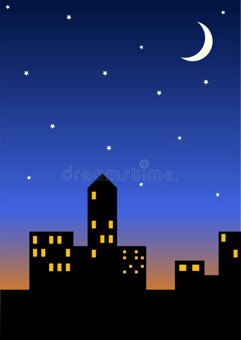 Building At Night Painting, City Light Drawing, Cityscape Painting Acrylic City Skylines, Night Cityscape Painting, Night City Painting Easy, City Lights Drawing, City Scene Drawing, Cityscapes Drawing, Night Sky Drawing Easy