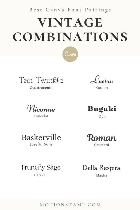 Complete Guide to Canva Font Pairings Fonts For Clothing, Aesthetic Fonts Canva, Wedding Fonts Combinations, Canva Font Pairing, Canva Fonts Free, Best Google Fonts, Google Font Pairings, Fancy Cursive Fonts, Fonts For Business