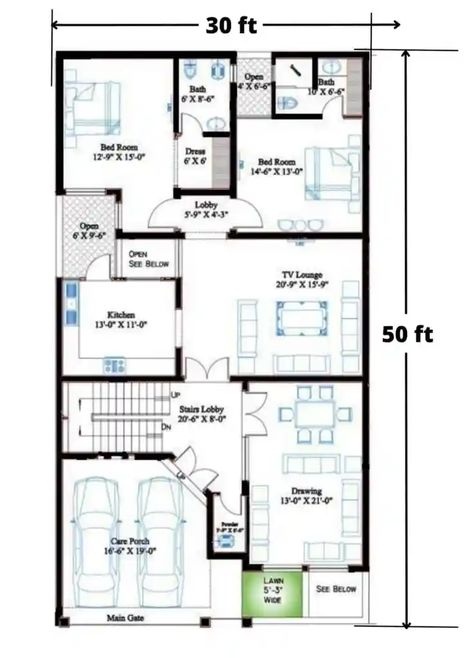 30 x 50 House Plan | 30x50 House Plan With Car Parking | 30 by 50 House Plan | 30*50 House Plan With Garden | 30×50 House Plan 3bhk 2 70x30 House Plans, 35×50 House Plan, 50x25 House Plans, 23x50 House Plan, 50×40 House Plan, 30×50 House Plan, 30×40 House Plan, 40×50 House Plans, 30 By 50 House Plans