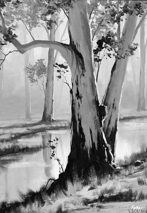 Landscape Pencil Drawings, Drawing Scenery, Tree Drawings Pencil, Drawing Hands, Nature Art Drawings, Tumblr Art, Landscape Sketch, Charcoal Art, Nature Drawing