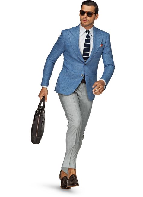 Suit Supply Washington Light Blue Plain - 40R Light Blue Plain, Blue Blazer Outfit, Terno Slim Fit, Light Blue Blazer, Terno Slim, Suit Supply, Light Blue Jacket, Der Gentleman, Linen Suit