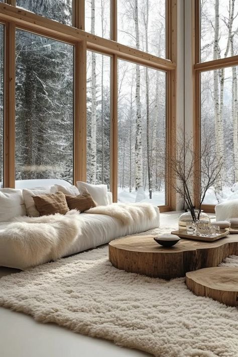 Blonde Wood Living Room, Nordic Apartment Design, Cabin In The Woods Aesthetic Interior, Aspen Interior Design, Norway Interior Design, Finnish Interior Design, Scandi Minimalist Home, Log Cabin Living Room Ideas, Nordic House Interior