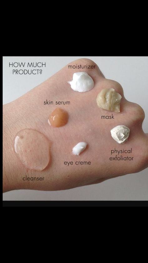 Some many people question how much product should they use. This is the perfect example of what you should use for each option.  Cleanser, eye cream, mask, scrub, moisturiser, serum. Diy Face Cream, Skin Symptoms, Eyeliner Tips, Cream For Oily Skin, Skin Care Routine Order, Dry Flaky Skin, Smink Inspiration, Flaky Skin, How To Get Rid Of Acne