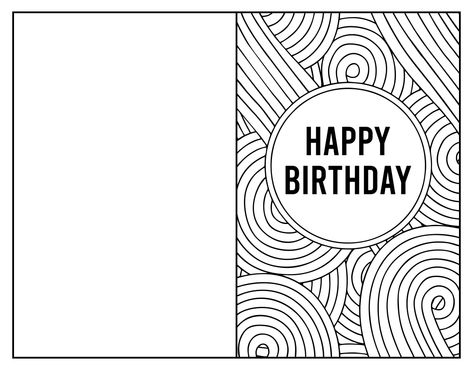 Printable Folding Birthday Card Black and White Happy Birthday Printable Card, Blank Birthday Cards Template, Digital Birthday Cards Design, Birthday Card Black And White, Birthday Cards Printable, Greeting Cards Templates, Template Black And White, Black And White Birthday, Birthday Card Template Free