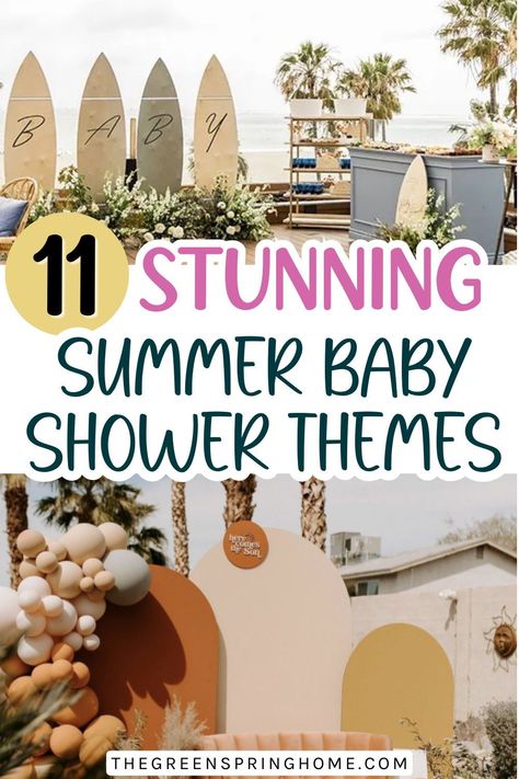 Looking for some fun summer baby shower themes?! These warmer months allow for some creative themes that wouldn’t necessarily fit at other times of the year.  Make your summertime baby shower a memorable event for the new parents AND their guests! You’re going to want to steal every one of these summer baby shower ideas for your own.   Ready to plan this special day?! Let’s get started! Baby Shower Themes May, Summer Themed Baby Shower Ideas, Summer Theme Baby Shower Ideas, Pool Party Baby Shower Ideas, June Baby Shower Ideas, Baby Shower Summer Theme, Baby Shower Ideas Summer, Summer Baby Shower Ideas, Fun Baby Shower Themes