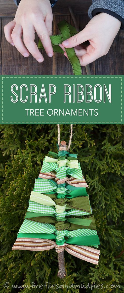 Scrap Ribbon Tree Ornaments | Fireflies and Mud Pies Ideas Decoracion Navidad, Jul Diy, Mud Pies, Ribbon Tree, Ribbon Christmas, Holiday Craft, Christmas Ornaments Homemade, Ribbon Crafts, Noel Christmas