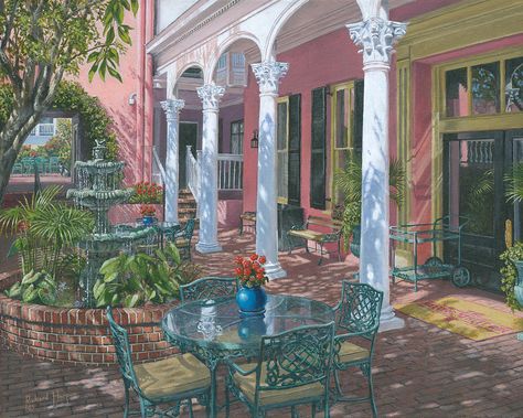 Painting For Sale Painting - Meeting Street Inn Charleston by Richard Harpum Sims 4 Construction, Living Room Design Board, Charleston Gardens, Charleston Art, Small Cities, South Carolina Travel, Southern Art, Market Art, Charleston Travel