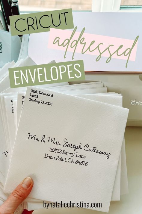 SUPER EASY DIY Cricut Envelopes Cricut Wedding Invites Diy Invitation Templates, Best Cricut Font For Addressing Envelopes, Diy All In One Wedding Invitations, Fall Wedding Invitations Diy Cricut, Cricut Party Invitations Diy, Wedding Invites With Cricut, Addressing Wedding Invitations Cricut, Wedding Invite Addressing, Cricut Writing On Envelopes