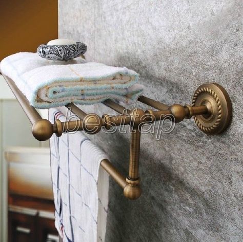 Antique Brass Bathroom Accessory Towel Rail Holder Storage Rack Shelf Bar sba087 | eBay Shelf Bar, Antique Brass Bathroom, Brass Bathroom Accessories, Bathroom Large, Bathroom Holder, Shelf Holder, Bar Shelf, Vintage Towels, Towel Racks