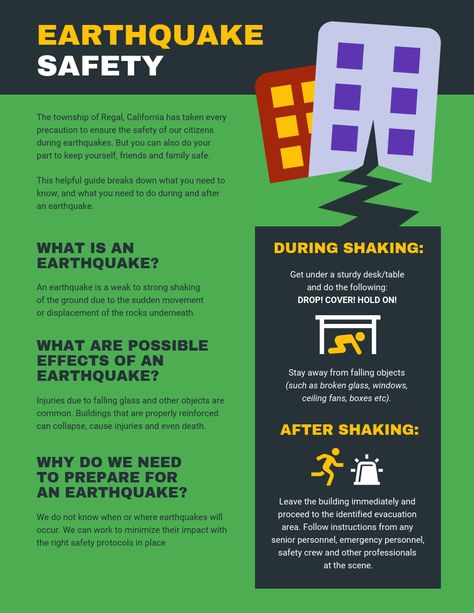 Earthquake Safety Informational Pamphlet Template -- #businessflyerdesign #businessflyerideas #eventflyerdesign #simpleflyer #creativebusinessflyers #businessflyer #flyerideas #flyerdesign #flyertemplates -- You don't need mad design skills to create custom business flyers. Just start with one of our beginner-friendly business flyer templates. Create an attention-grabbing flyer that people won't be able to ignore. People are inundated with offers everyday. Set your message apart from the competi Ignore People, Pamphlet Template, Mad Design, Holiday Homework, Kids Worksheets Preschool, Infographic Design Layout, Pamphlet Design, Flyer Design Layout, Business Flyers