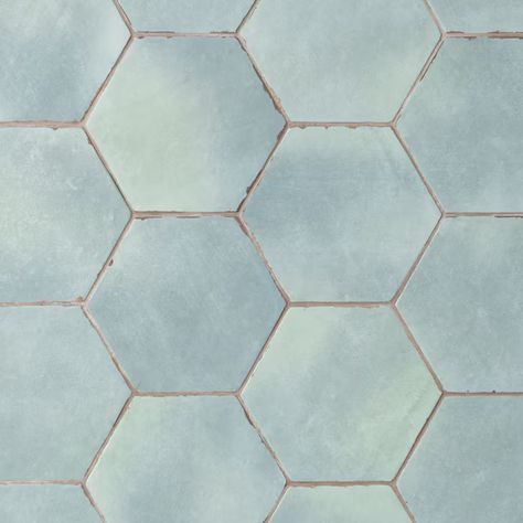 Artmore Tile Coastal Hex Bettina Green 6-in x 6-in Matte Porcelain Encaustic Tile (5.38-sq. ft/ Carton) in the Tile department at Lowes.com Kitchen And Living Room Remodel, Blue Green Tile, Hexagon Tile Backsplash, Tiled Showers, Porcelain Hexagon Tile, Artmore Tile, Cape Kitchen, Vishuddha Chakra, Nantucket House