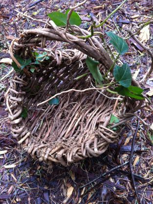 Finished ivy basket Vine Crafts, Grapevine Basket, Making Baskets, Basket Weaving Diy, Basket Weaving Patterns, Basket Weaver, Willow Weaving, Natural Baskets, Diy Weaving