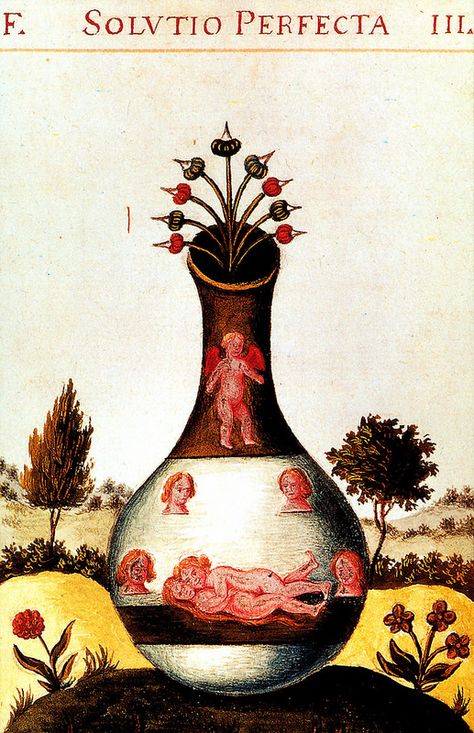 “Solvtio Perfecta”, illustration in Donum Dei: Ortus diviciarum sapiencie Dei, 17th century. Image: Wikimedia Commons Hieros Gamos, Alchemical Art, Nicholas Flamel, Alchemy Art, Alchemy Symbols, Esoteric Art, Dante Alighieri, British Library, Medieval Art