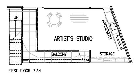 Artist’s Studio / Chan Architecture Small Art Studio Layout, Artist Home Studio Ideas, Art Studio Architecture Design, Artist House Architecture, Art Studio Layout Floor Plans, House Plans With Artist Studio, Atelier Studio Design, Art Studio Floor Plan, Art Studio Plan