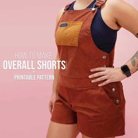 Cute Overalls Women, Overall Shorts Sewing Pattern, Diy Overall Shorts, Womens Overall Pattern, Free Overall Pattern Women, Overalls Sewing Pattern Free, Overalls Pattern Sewing Free, Overall Shorts Pattern, Diy Jumpsuit Pattern