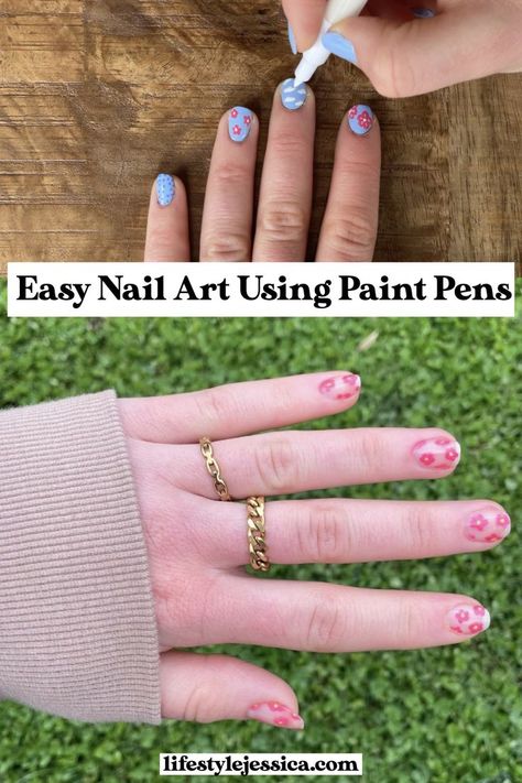 Check out my blog post on how I do cute nail art at home using acrylic paint pens! #nailart Easy Nail Art At Home, Paint Easy, Nail Pen, Art At Home, Pinterest Nails, Nail Art At Home, Minimalist Nail Art, Acrylic Paint Pens, Do Cute