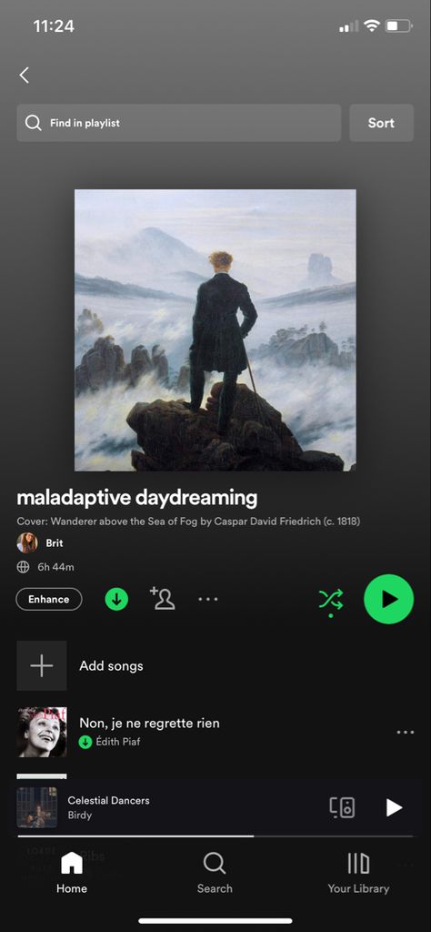 spotify playlist for my maladaptive daydreams Maladaptive Daydreaming, Edith Piaf, Caspar David Friedrich, Secret Gardens, Spotify Playlist, Birdy, My Mind, Songs, Music