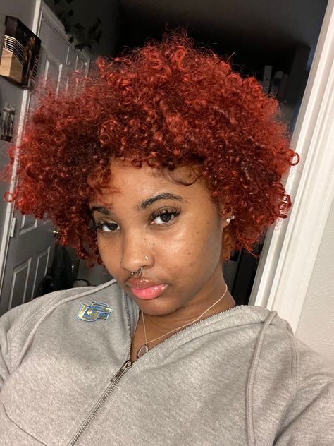 Ginger And Burgundy Hair, Dyed Ends Of Hair Black Women, Burgundy Hair Side Part, Red Dyed Natural Hair Black Women, Hair Dye Colors For Short Hair, Burgundy Hair Short, Curly Dyed Hair Natural Curls Red, Red 4c Natural Hair, Red 4c Hair Black Women