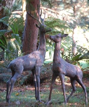 deer Deer Garden, Metal Garden Ornaments, Stag And Doe, Deer Statues, Stag Deer, Unique Gardens, Garden Features, Large Animals, Animal Decor