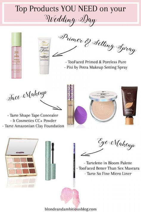 Best Wedding Foundation, Must Have Makeup Products, Wedding Foundation, Tartelette In Bloom Palette, Must Have Makeup, Tarte Shape Tape Concealer, Wedding Hairstyles And Makeup, Best Wedding Makeup, Top Makeup