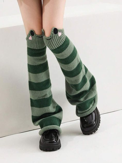 1pair Frog Pattern Flare Leg Thick Winter Warm Leg Warmers, Over Knee Stockings | SHEIN USA Thigh High Leg Warmers Outfits, Frog Leg Warmers, Leg Warmers Aesthetic, Green Leg Warmers, Leg Warmer Outfit, Fuzzy Leg Warmers, Christmas Leg Warmers, Cute Leg Warmers, Zombie Cosplay