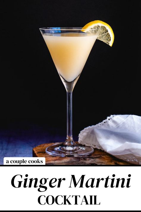 Lemon Ginger Vodka Cocktail, Cocktails With Ginger Syrup, Ginger Martini Recipes, Ginger Vodka Cocktail, Ginger Simple Syrup Cocktails, Ginger Syrup Cocktail, Ginger Martini, Summertime Cocktails, Friday Cocktails