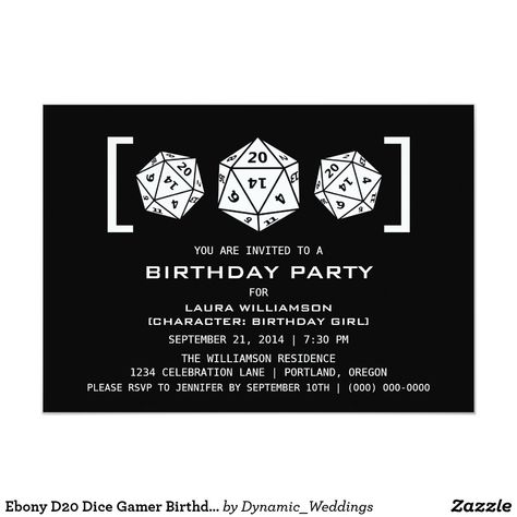 Ebony D20 Dice Gamer Birthday Party Invite Gamer Wedding Invitations, Gamer Wedding, Save The Date Invite, Expensive Flowers, Simple Wedding Flowers, Simple Wedding Centerpieces, Top Wedding Trends, Yosemite Wedding, D20 Dice