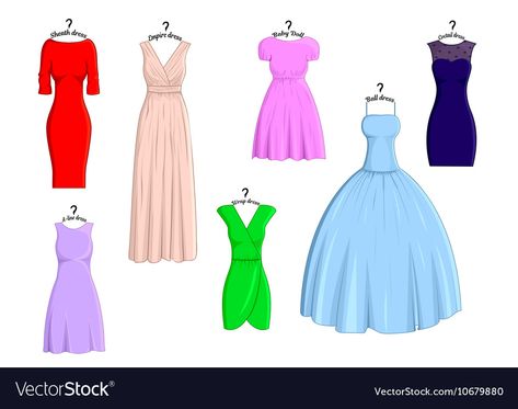 Dresses With Names, Short Frock Dresses, Outfit Names, Denim Dress Style, Dress Pro, Short Frocks, Different Types Of Dresses, Dress Vector, Singlet Dress