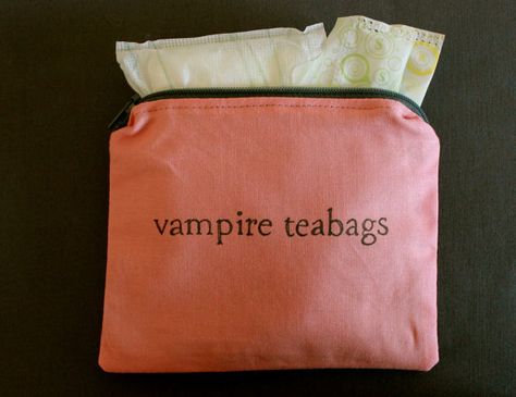 Or this other vampire thing. | 17 Things That Prove Having Your Period Is Actually Hilarious Period Party, Period Jokes, Aunt Flo, Period Humor, Pads Tampons, Girl Problems, Shark Week, Zip Pouch, Girly Things