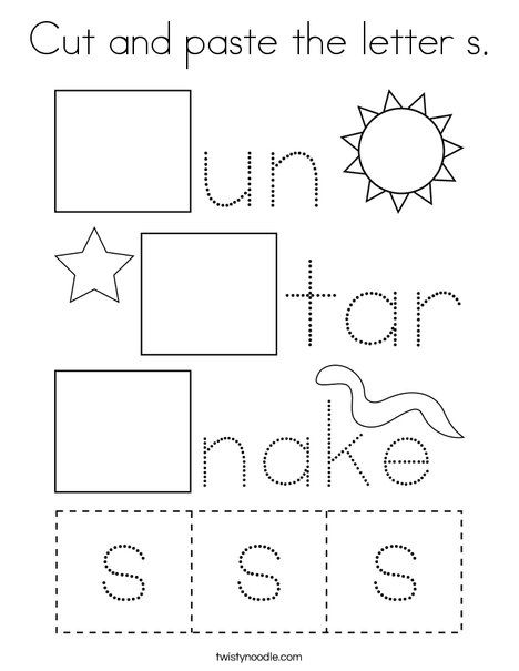 Cut and paste the letter s Coloring Page - Twisty Noodle Letter S For Preschool, Letter S Kindergarten, Letter S Worksheets For Preschool, Letter S Activities For Preschool, Letter S Worksheet, S Worksheet, Preschool Letter S, Letter S Crafts, Letter S Activities