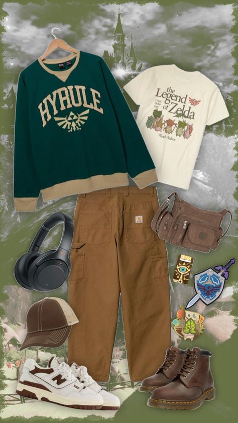 went to boxlunch i loved their zelda stuff #outfitinspo #outfit #zelda #green #brown Zelda Clothes, Wind Waker, Green Brown, Legend Of Zelda, Zelda, Outfit Inspo, Green, Clothes