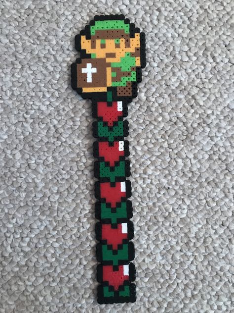 Legend Of Zelda Perler Bead Patterns, Zelda Bookmark, Legend Of Zelda Crafts, Perler Bookmark, Legend Of Zelda Diy, Legend Of Zelda Perler Beads, Perler Bead Bookmarks, Diy Zelda Crafts, Kingdom Birthday Party