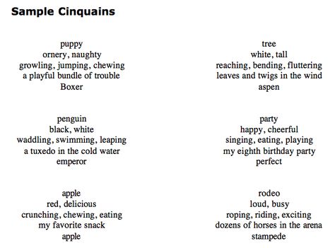 Ms. Cox's Penny for a Thought: October 2012 Cinquain Poems Examples, Poem Examples, Elementary Poetry, Cinquain Poems, Poem Types, Poetry Middle School, Dream Classroom, Book Club Reads, Quick Writes