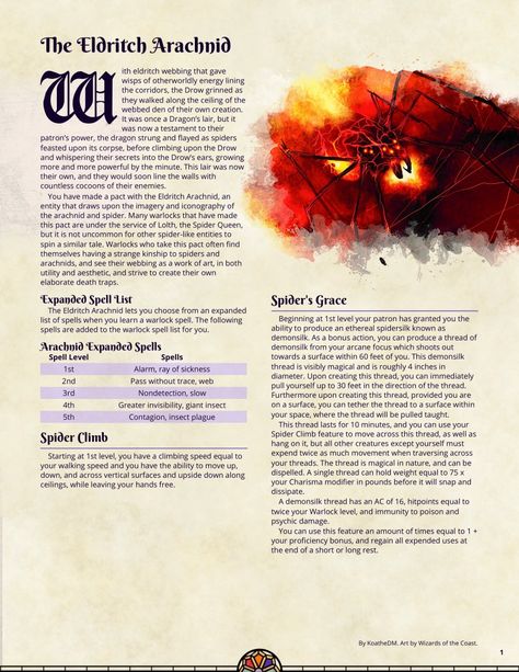 Tzelicrae (Warlock) The Eldritch Arachnid Warlock Ideas, Warlock Patron, Outer Gods, Dnd Warlock, Homebrew Classes, Warlock Dnd, Dungeons And Dragons Rules, Dnd Inspiration, Dnd Classes