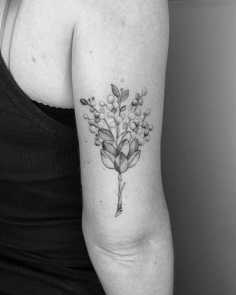 Golden Wattle Tattoo, Wattle Tattoo, Golden Wattle, Leaf Tattoos, Maple Leaf Tattoo, New Tattoos, Flower Tattoo, Tatting, Tattoo Ideas