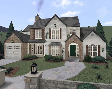 Bloxburg House Ideas Exterior Traditional, Bloxburg Outside Of House, House Idea In Bloxburg, Suburban House Exterior Bloxburg Layout, Bloxburg House Inspiration Exterior, Roblox Bloxburg House Ideas Exterior Suburban, Bloxburg House Ideas Exterior Suburban, Outside Of House Bloxburg, Bloxburg House Design Layout