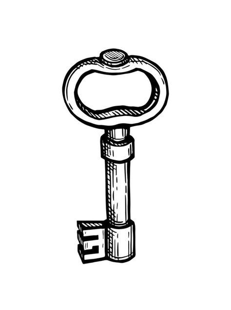 Old key. Ink sketch isolated on white background. Hand drawn vector illustration. Retro style. Old Keys Drawing, Key Sketch, Key Illustration, Key Drawings, Old Keys, Old Key, Hand Drawn Vector Illustrations, Vector Sketch, Hand Drawn Vector