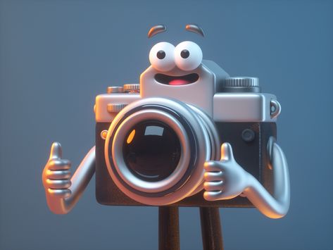 Camera by VAGO Camera Cartoon, 3d Things, 3d Camera, 3d Elements, Cute Camera, Drawing Body Poses, Space Toys, Toy Art, Animation Art Character Design