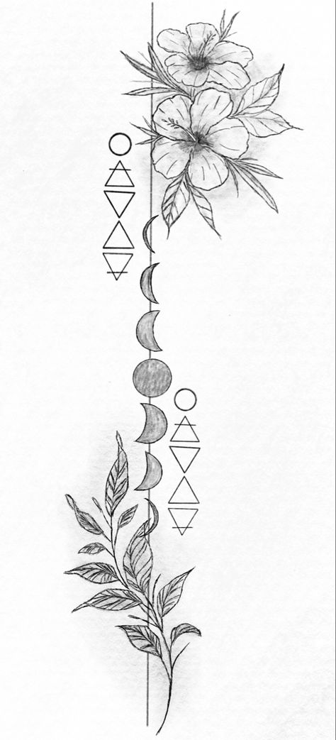 Spine tattoo by me Black And White Spine Tattoos, Irish Spine Tattoo, Earth Witch Tattoo, Witch Tattoo Spine, Water Spine Tattoo, Nature Spine Tattoos For Women, Dark Feminine Spine Tattoos, Earthy Spine Tattoos, Witchy Spine Tattoo