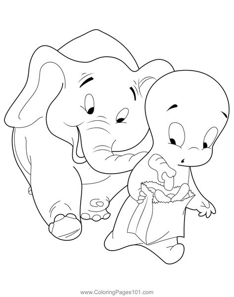 Casper With Elephant Coloring Page Elephant Coloring, Elephant Coloring Page, Free Kids, Printable Coloring, Printable Coloring Pages, Coloring Pages For Kids, Coloring Page, Free Printable, Coloring Pages