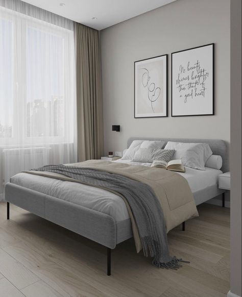 Grey Bedroom Colors, New Bedroom Design, Neutral Bedrooms, Home Hall Design, Apartment Living Room Design, Bedroom Closet Design, Home Decor Crate, Bedroom Furniture Design, Apartment Living Room