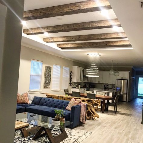 Ceiling Beams Living Room, Faux Ceiling Beams, Exposed Wood Ceilings, Exposed Wood Beams, Beams Living Room, Rustic Fireplace Mantels, Rustic Mantel, Faux Beams, Faux Wood Beams