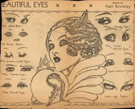 Nell Brinkley, Beautiful Eyes Nell Brinkley, Makeup Illustration, Photographie Portrait Inspiration, Vintage Makeup, Alphonse Mucha, Old Fashion, A Drawing, Beautiful Eyes, Vintage Illustration