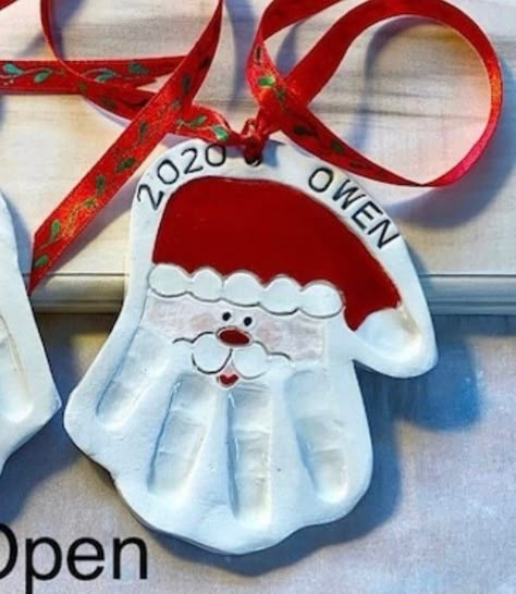 Ornament Handprint, Handprint Santa, Footprint Keepsake, Handprint Ornaments, New Mom Gifts, Baby Handprint, Dough Ornaments, Handprint Crafts, Mold Kit