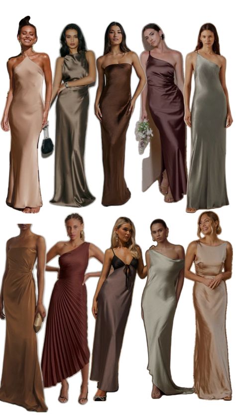 Bridesmaid Dress Color Schemes, Mix Match Bridesmaids, Brown Bridesmaid Dresses, Neutral Bridesmaid Dresses, Provence Wedding, Bridal Party Outfit, Dress Code Wedding, Wedding Guest Style, Maid Of Honour Dresses