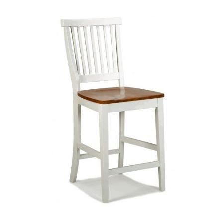 Home Styles Woodbridge 24 in. White & Oak Counter Height Stool White Counter Stools, Oak Bar Stools, Island Chairs, White Bar Stools, Kitchen Stool, Wood Counter Stools, White Kitchen Island, Kitchen Island With Seating, Home Bar Furniture