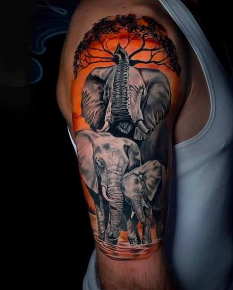 Colorful Elephant Tattoo, Elephant Family Tattoo, Forearm Cover Up Tattoos, Wallpaper Dog Aesthetic, Cute Elephant Tattoo, Animals And Pet Supplies, Tattoo Guide, Dog Tattoo Ideas, Animal Sleeve Tattoo