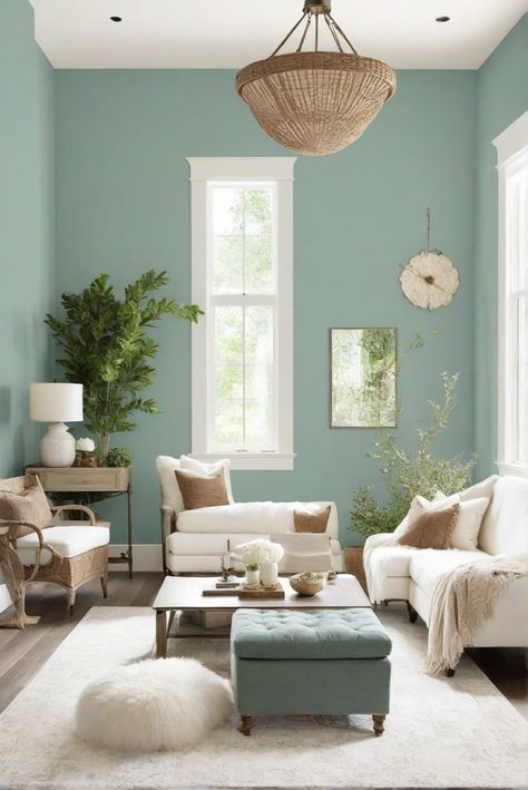 living room decor, interior design services, white rug decor, paint color options, wall painting ideas, room color scheme, home renovation tips Light Turquoise Walls, Light Oak Floors, Living Room Decoration Ideas, Wall Painting Ideas, Turquoise Walls, Light Blue Walls, Room Decoration Ideas, Glam Living, Glam Living Room